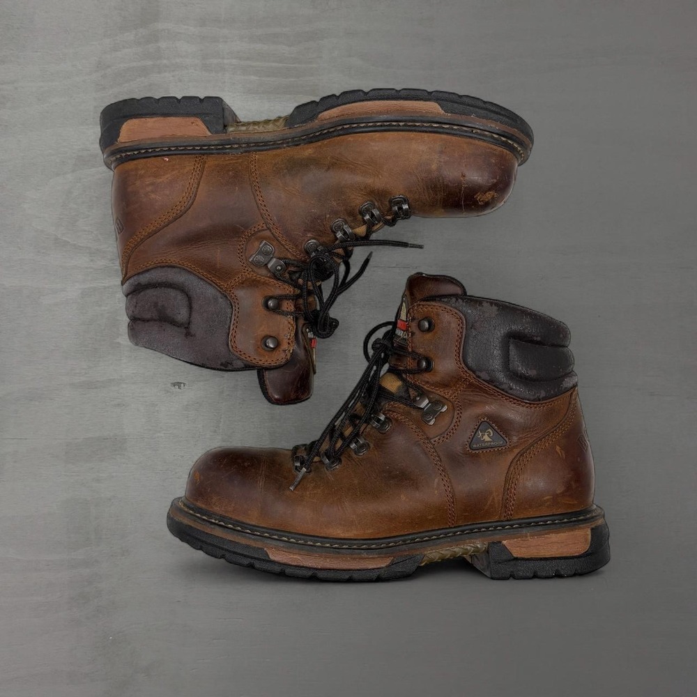 Rocky IronClad Work Boots Brown Leather Waterproof Steel Toe 6706 Size 10 M